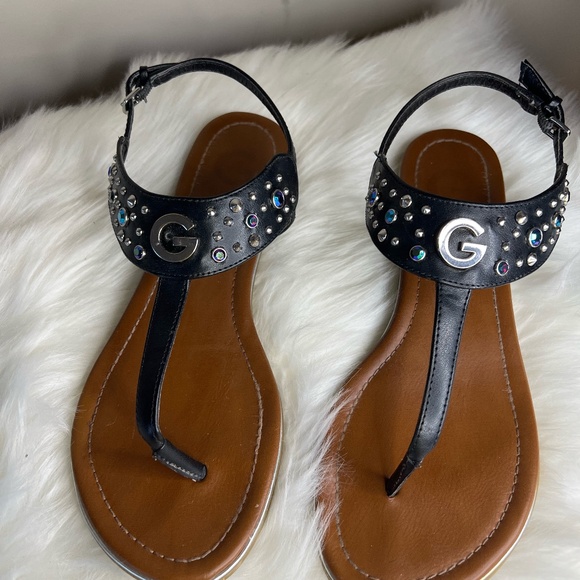 Guess Dime Black Sandal - Picture 1 of 6